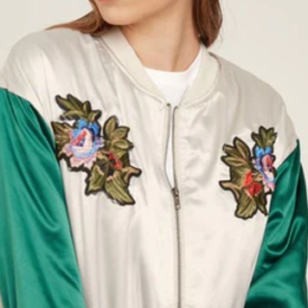 Hayden Green and Cream Bomber Jacket - Picture 13 of 14